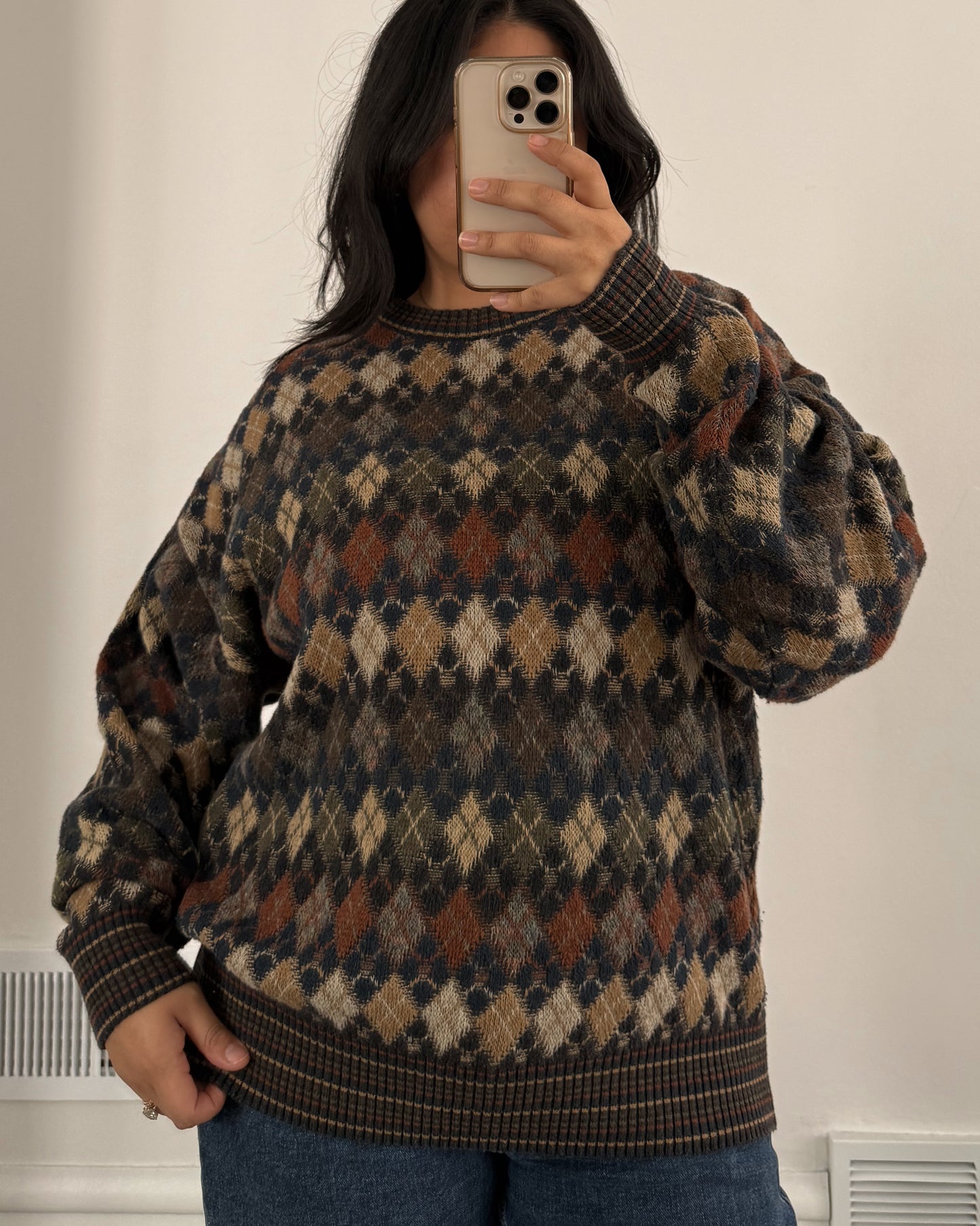 Diamond Pattern Knitted Sweater