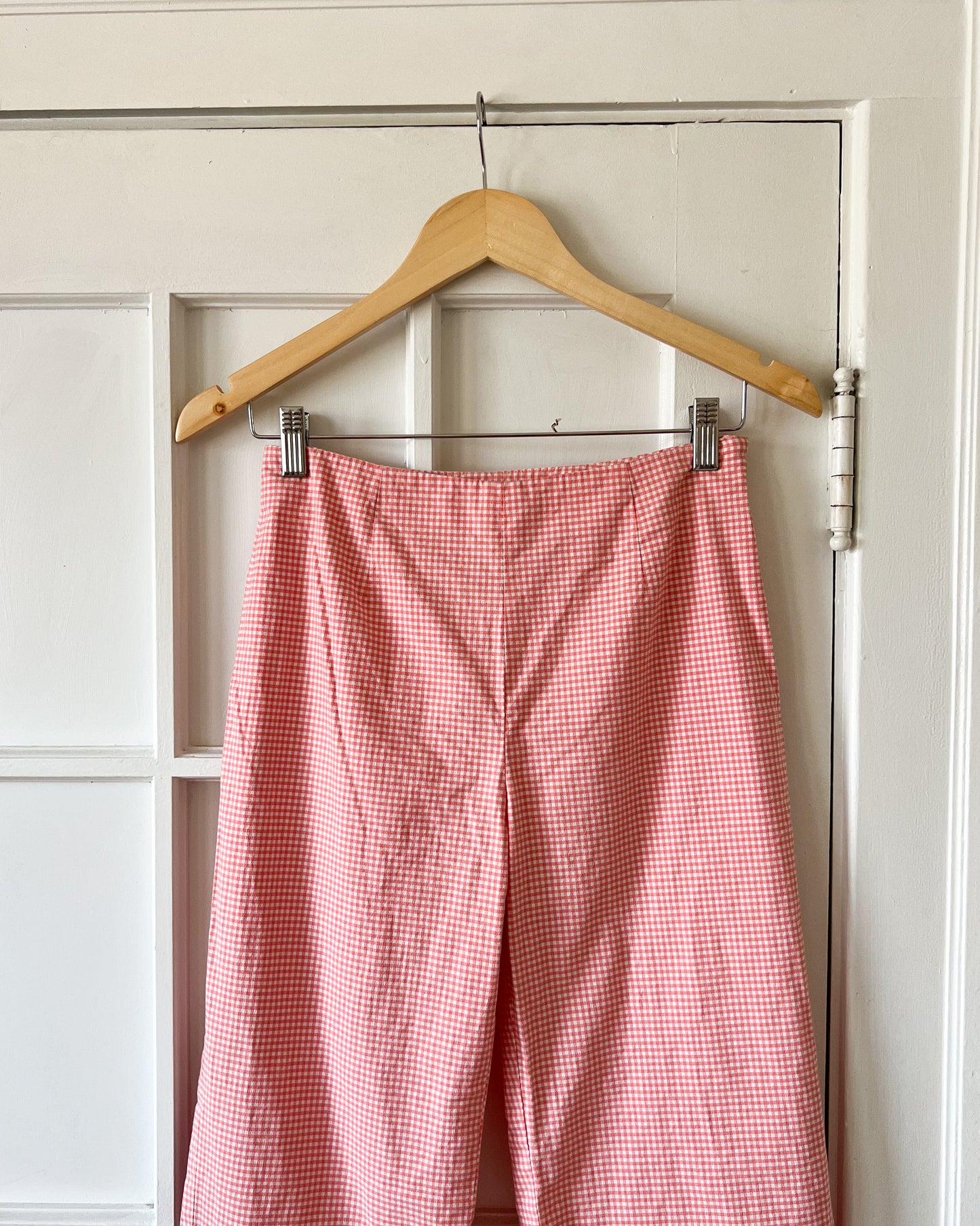 Plaid Floral Embroidered Pants