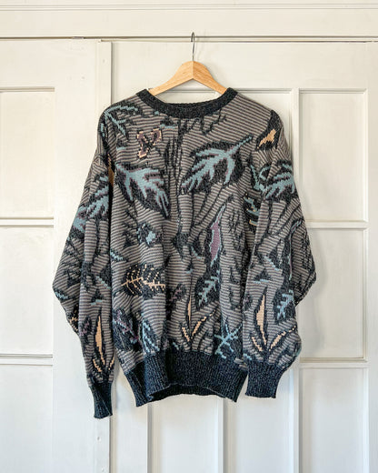 Leaf Patterned Knitted Sweater