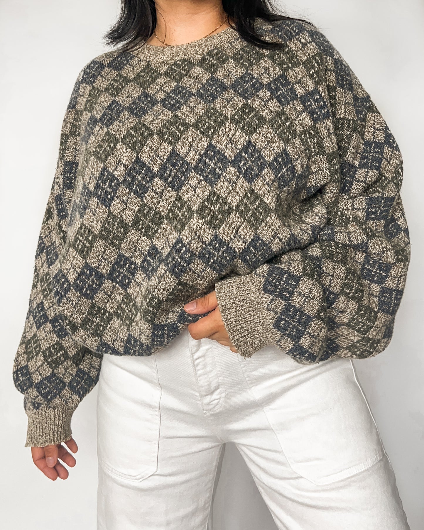 Diamond Patterned Knitted Sweater