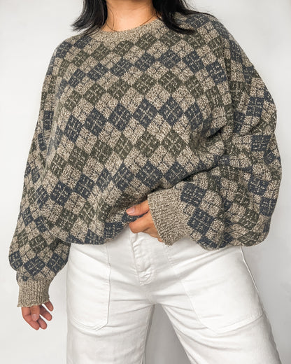 Diamond Patterned Knitted Sweater