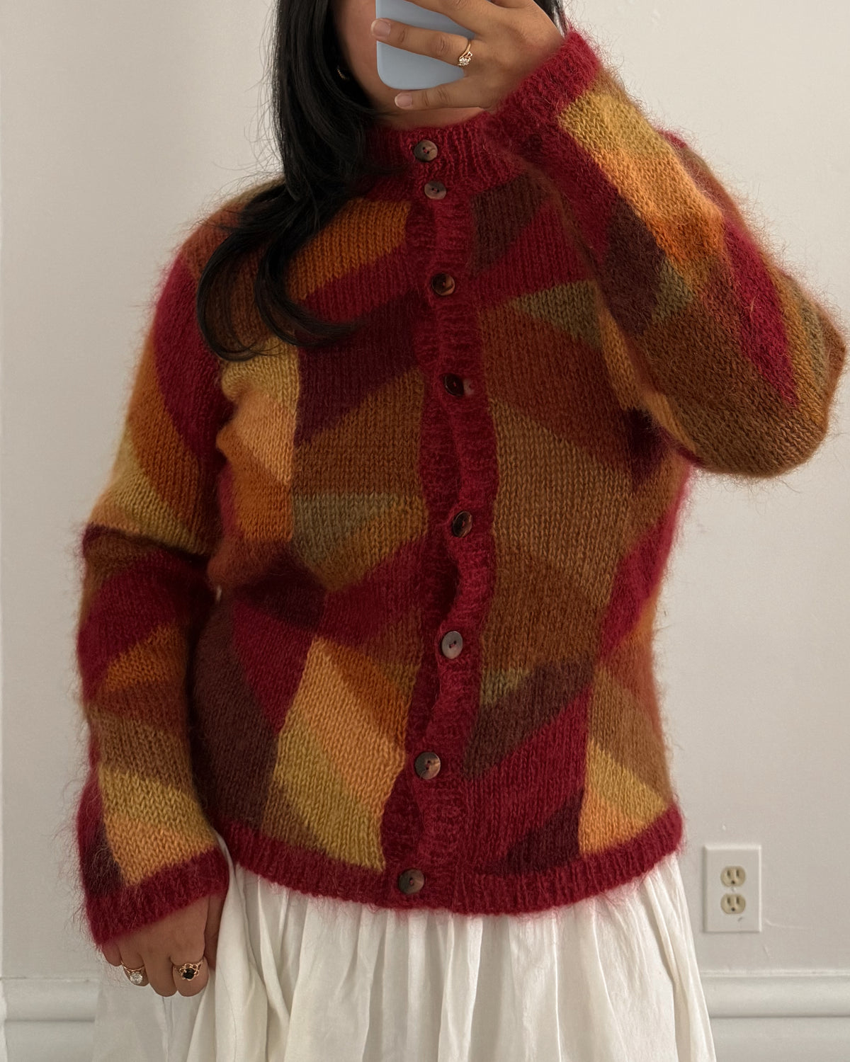 Geometric Mohair Blend Cardigan