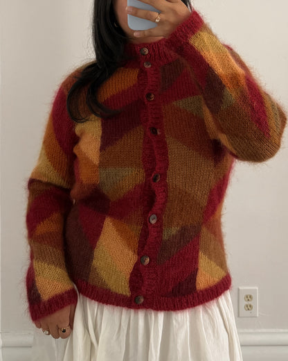 Geometric Mohair Blend Cardigan
