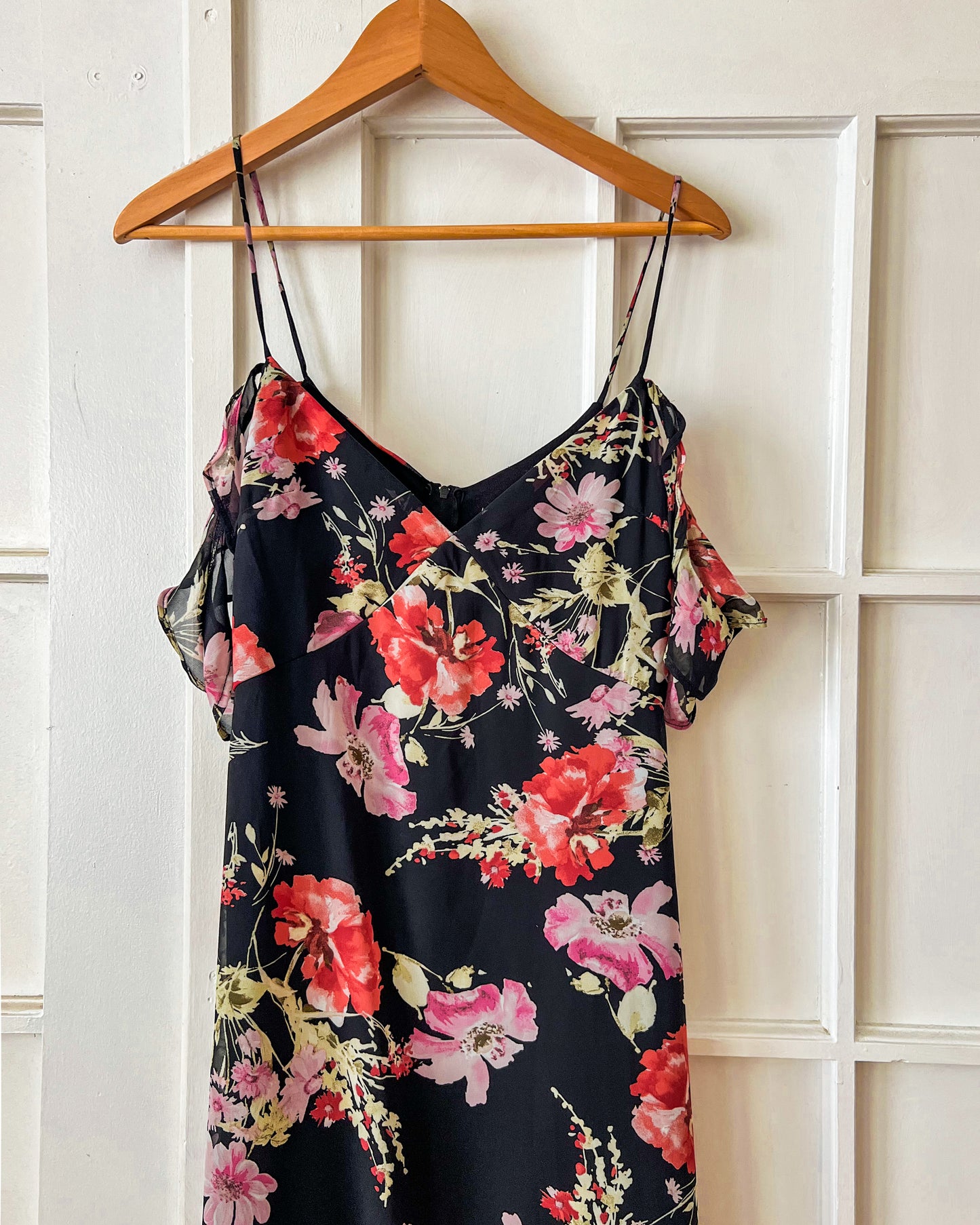 Black Floral High Low Maxi Dress