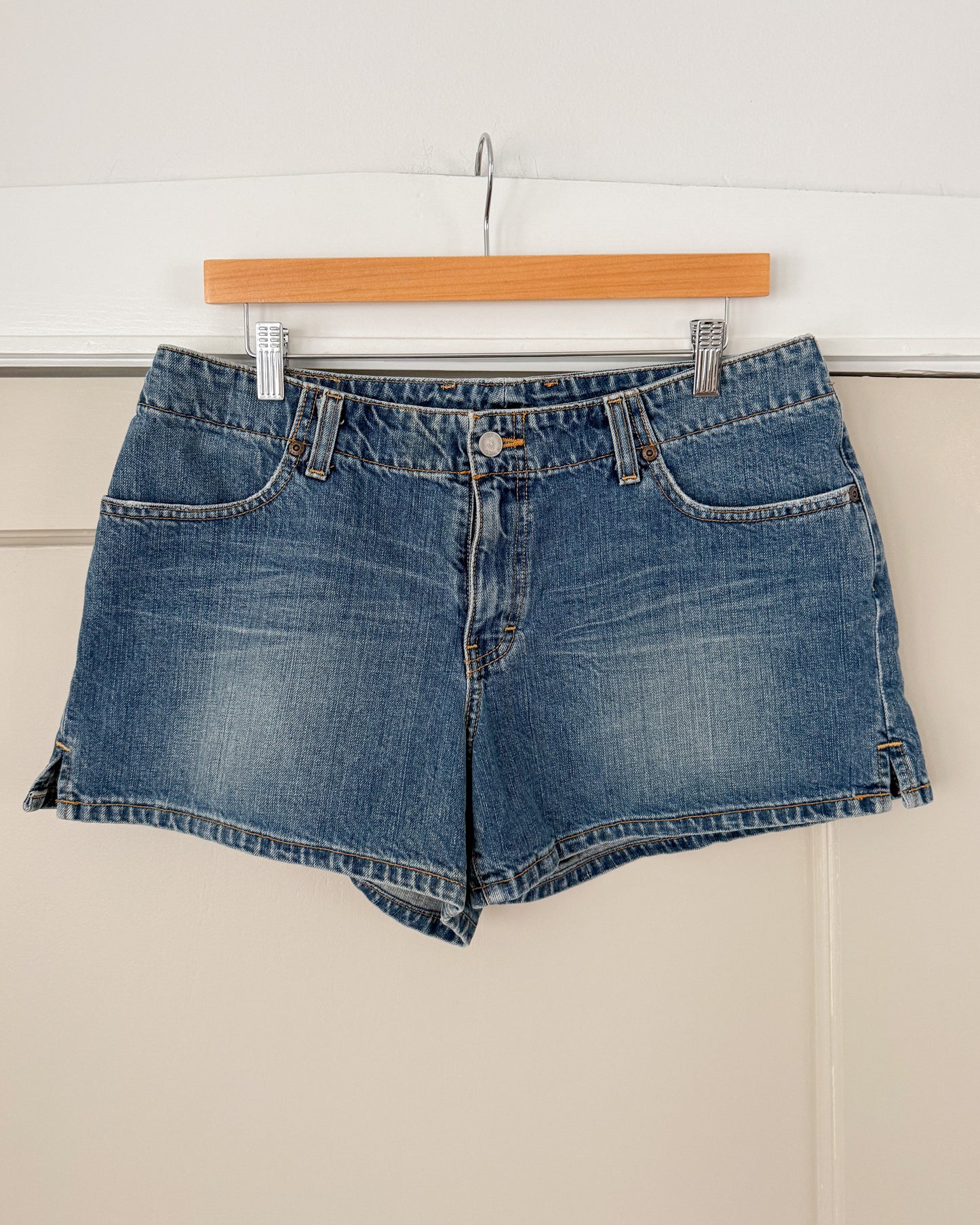 Mid Rise Denim Shorts