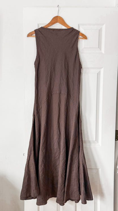 Brown Linen Tank Dress