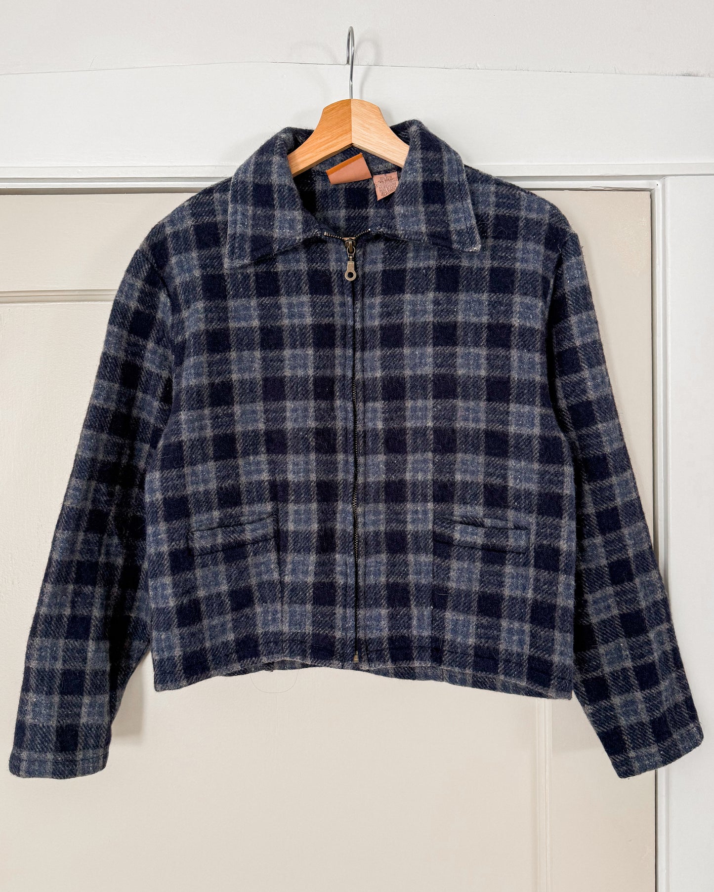Plaid Wool Blend Cropped Jacket
