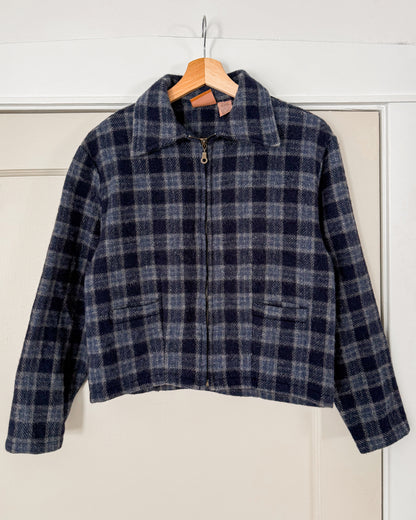 Plaid Wool Blend Cropped Jacket