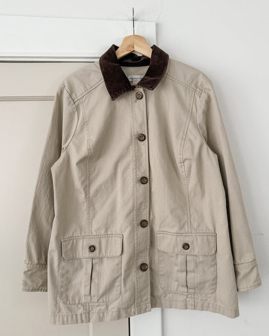 Neutral Corduroy Collar Barn Coat