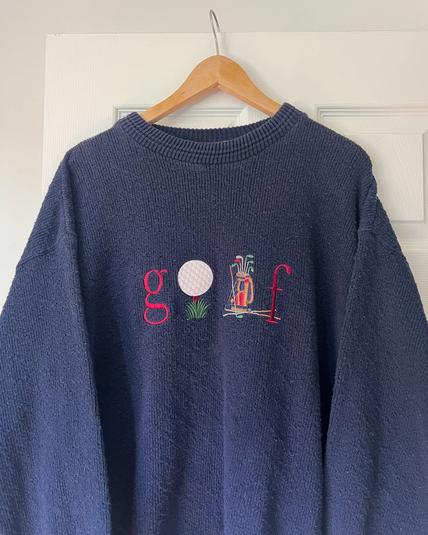 Navy Golf Embroidered Knitted Sweater