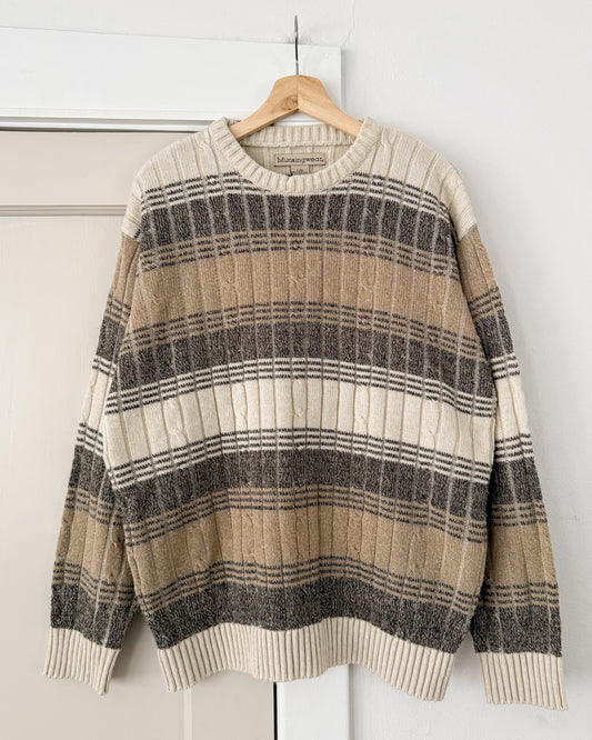 Neutral Striped Knitted Sweater