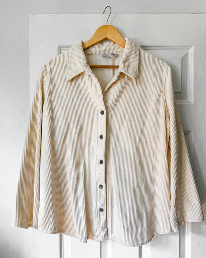 Cream Corduroy Jacket with Floral Embroidery