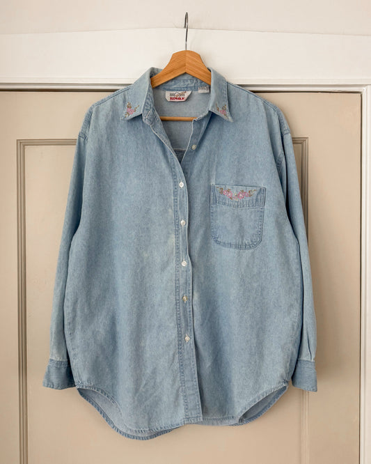 Floral Embroidered Button Down