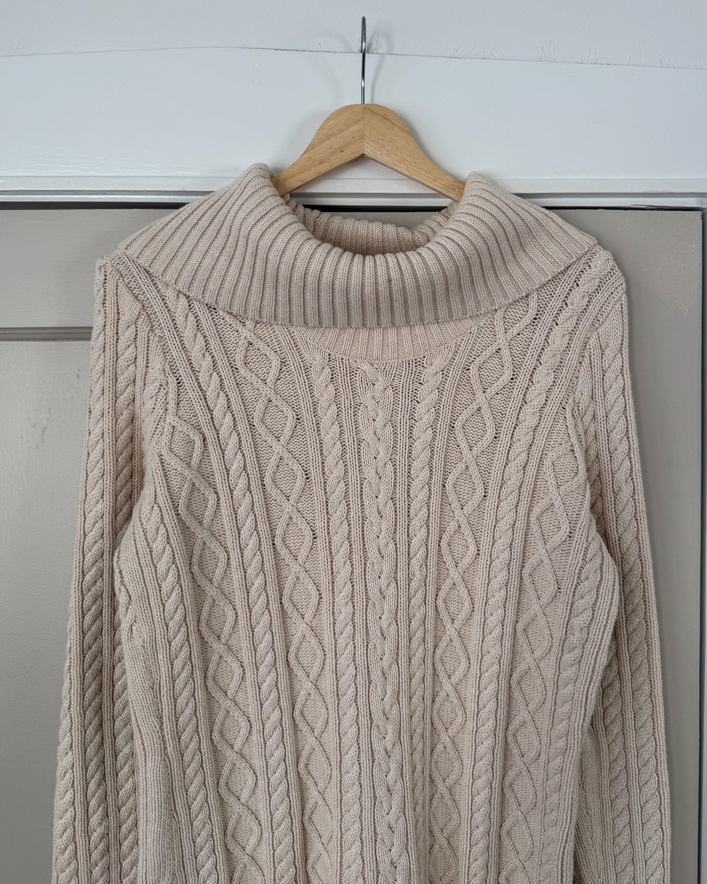 Cotton Cable Knit Turtle Neck Sweater