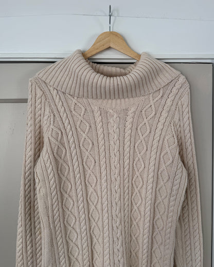 Cotton Cable Knit Turtle Neck Sweater