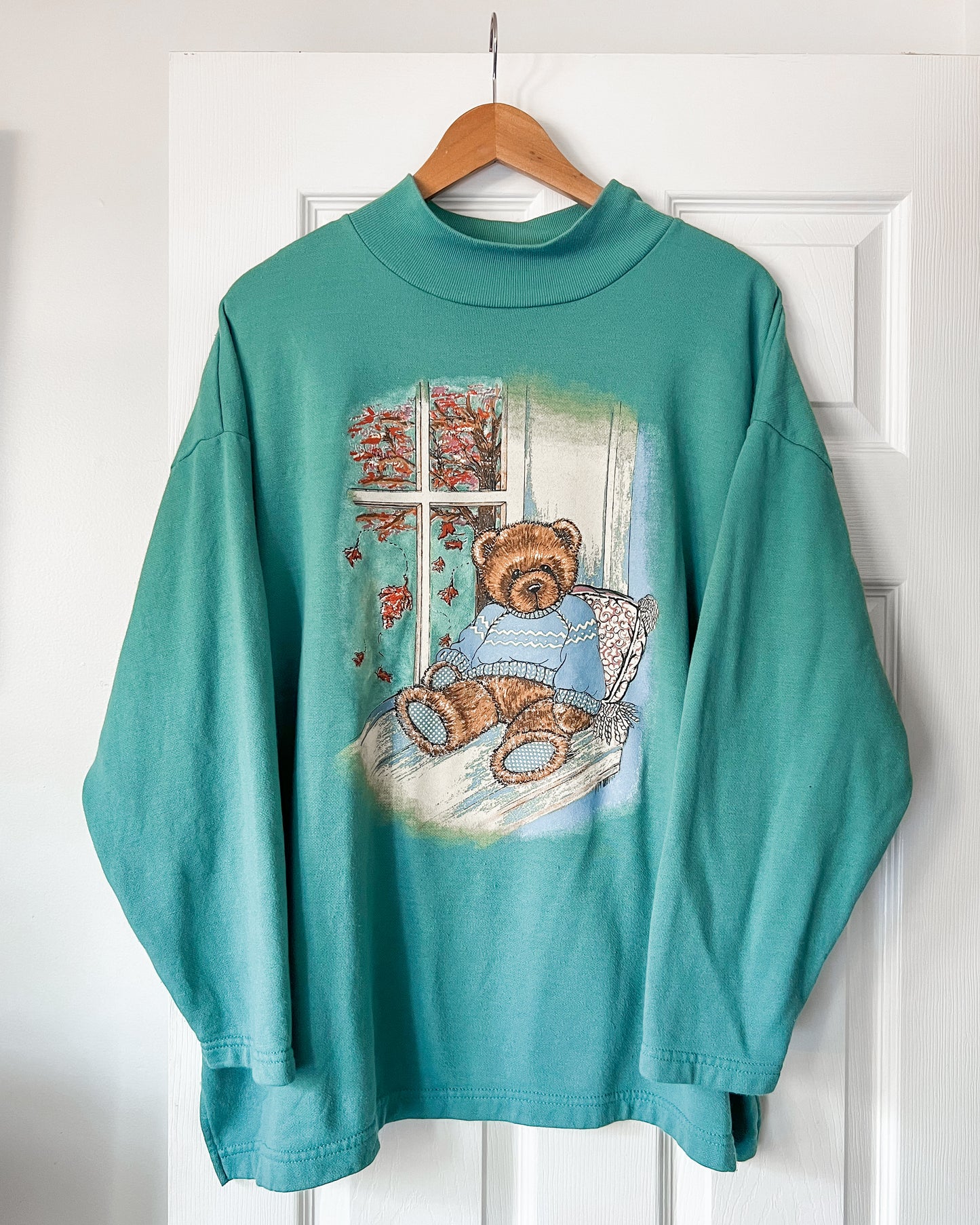 Fall Bear Graphic Mock-Neck Sweatshirt