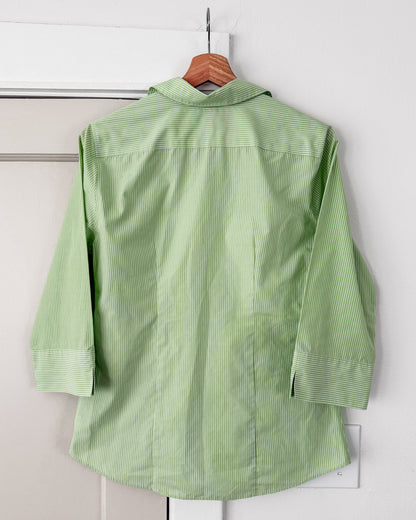 Lands’End Green Stripped Button Up