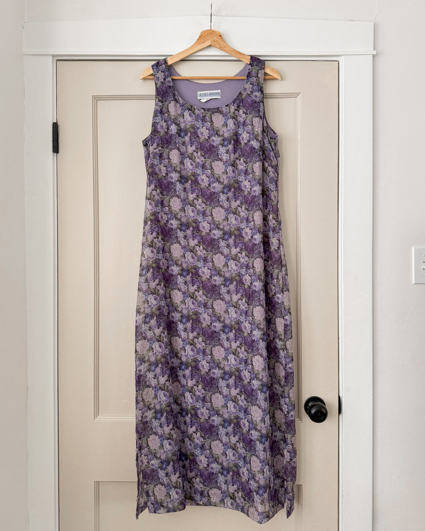 Vintage Purple Floral Maxi Dress