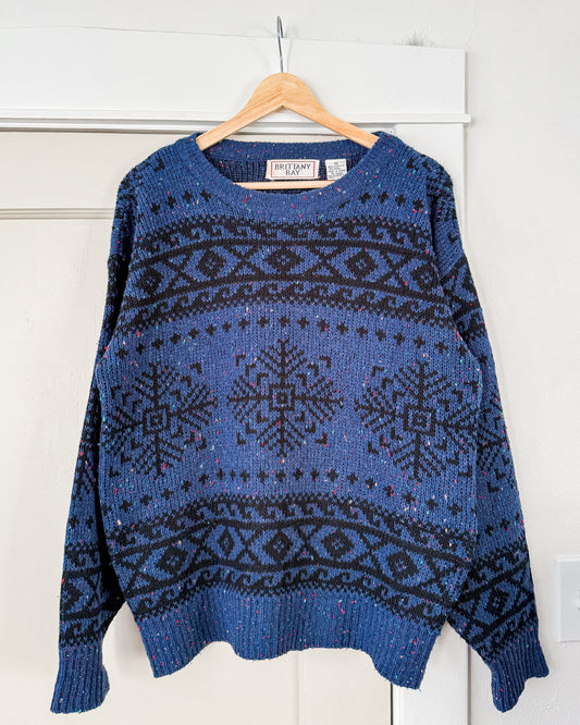 Blue Snowflake Knitted Sweater
