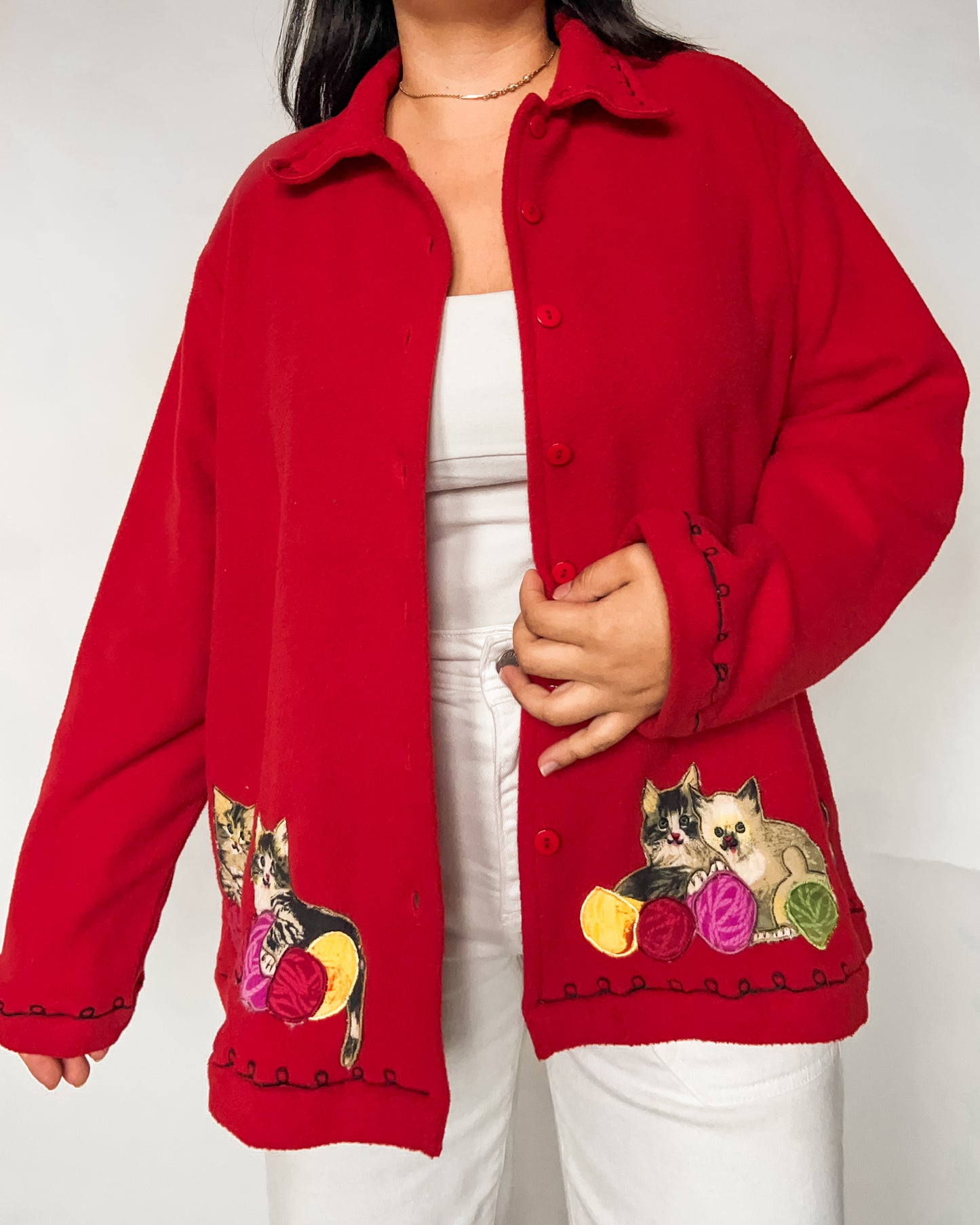Cat Graphic Sherpa Jacket