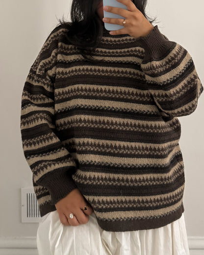 Multi Patterned Brown Sweater