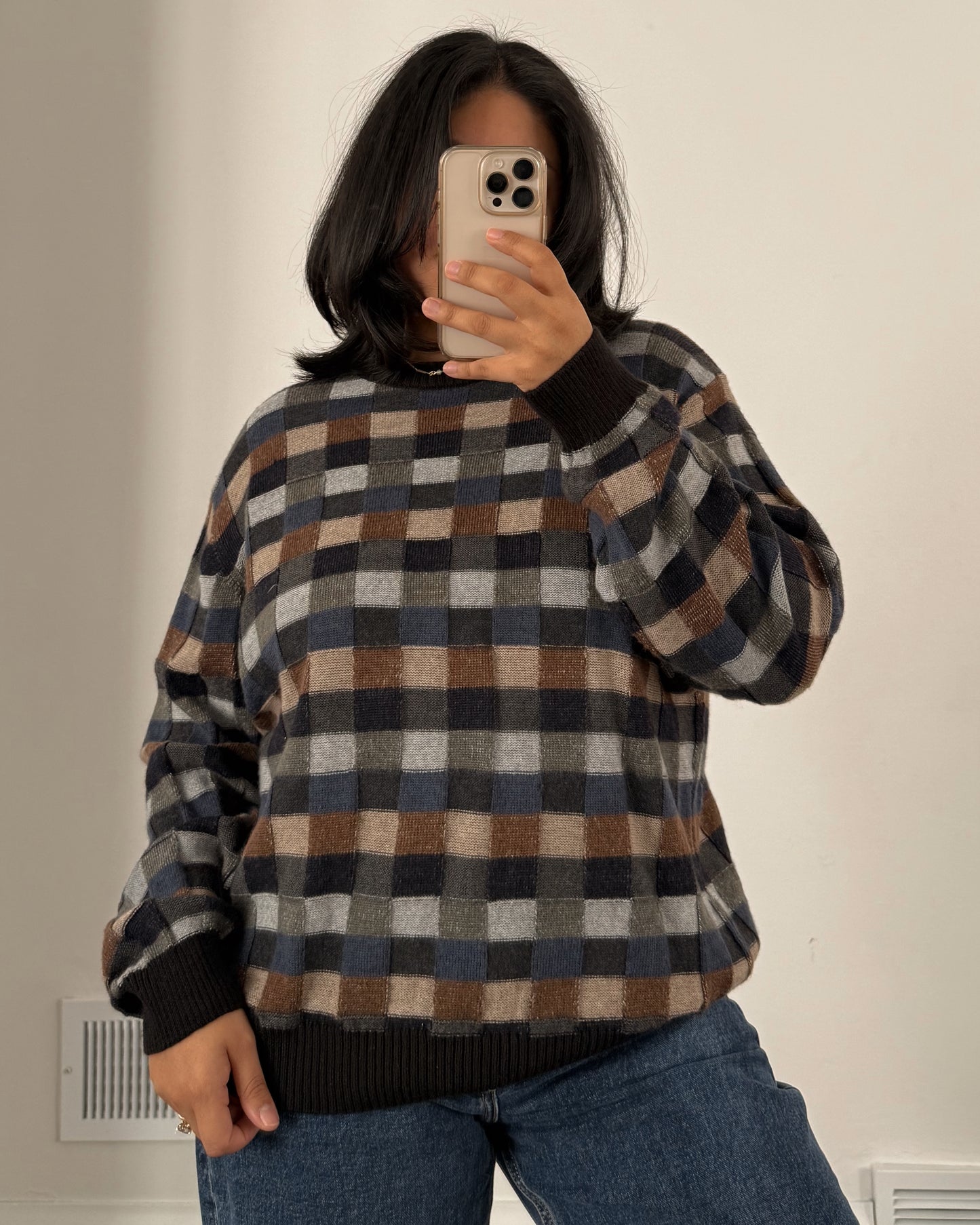 Checkered Knitted Sweater