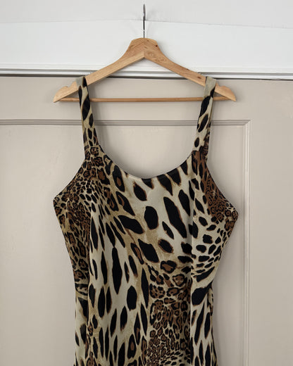Vintage Animal Print Midi Dress