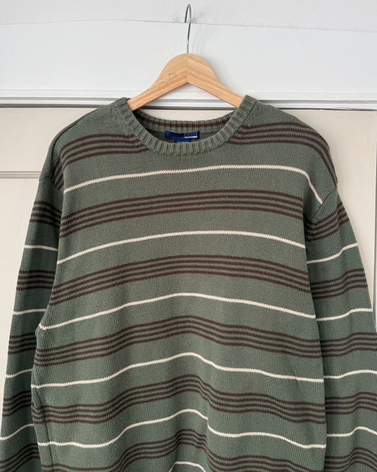 Green Striped Knitted Sweater