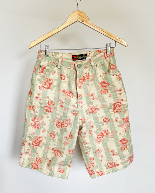 Vintage Floral Denim Shorts