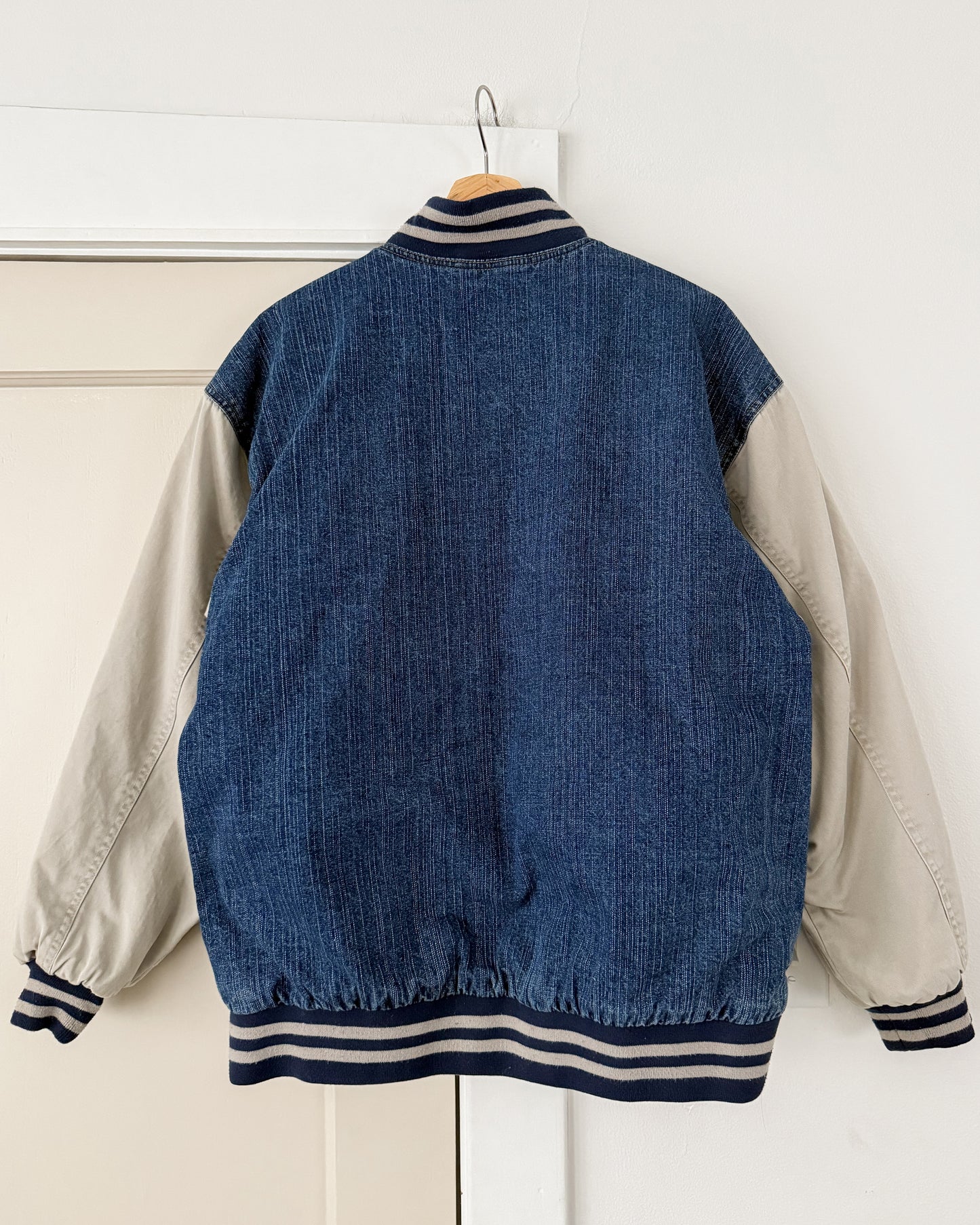 Route 66 Denim Varsity Bomber Jacket