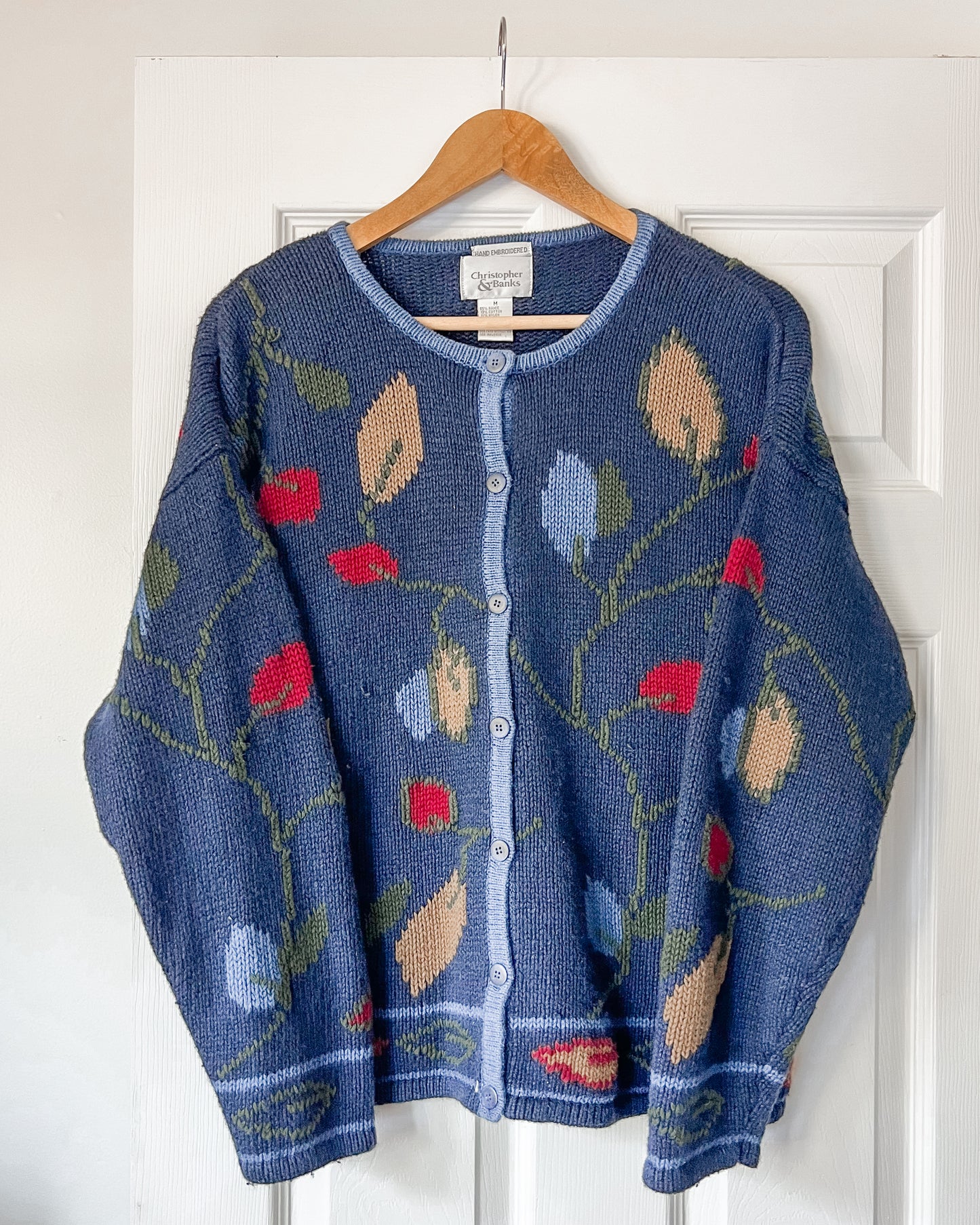 Navy Leaf Knitted Cardigan