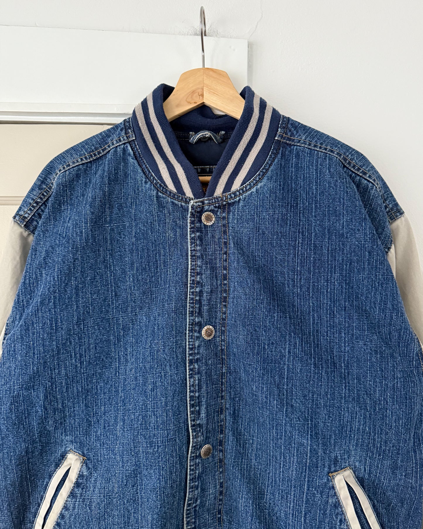 Route 66 Denim Varsity Bomber Jacket