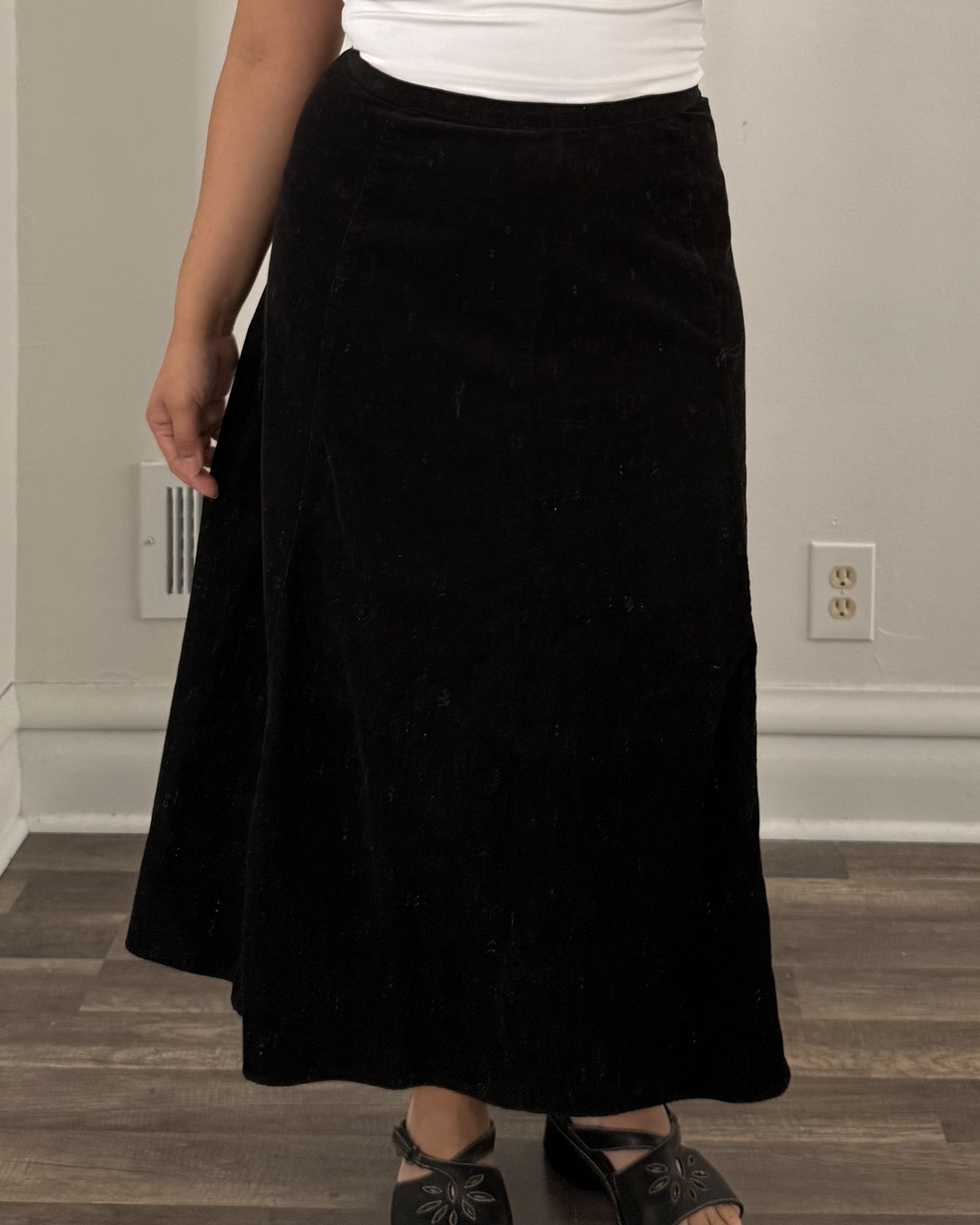 Micro Corduroy Black Skirt