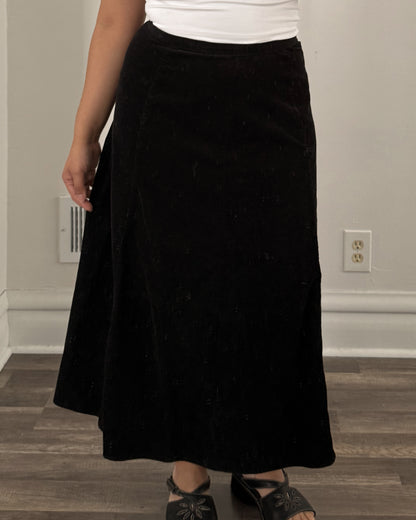 Micro Corduroy Black Skirt