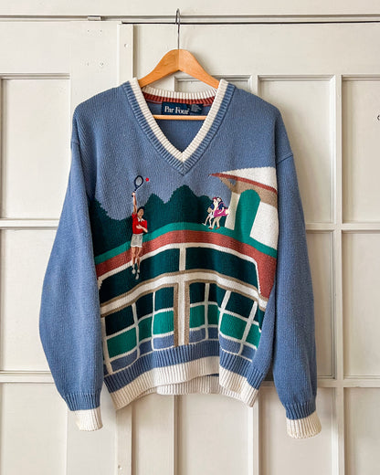 Tennis Graphic Knitted Sweater