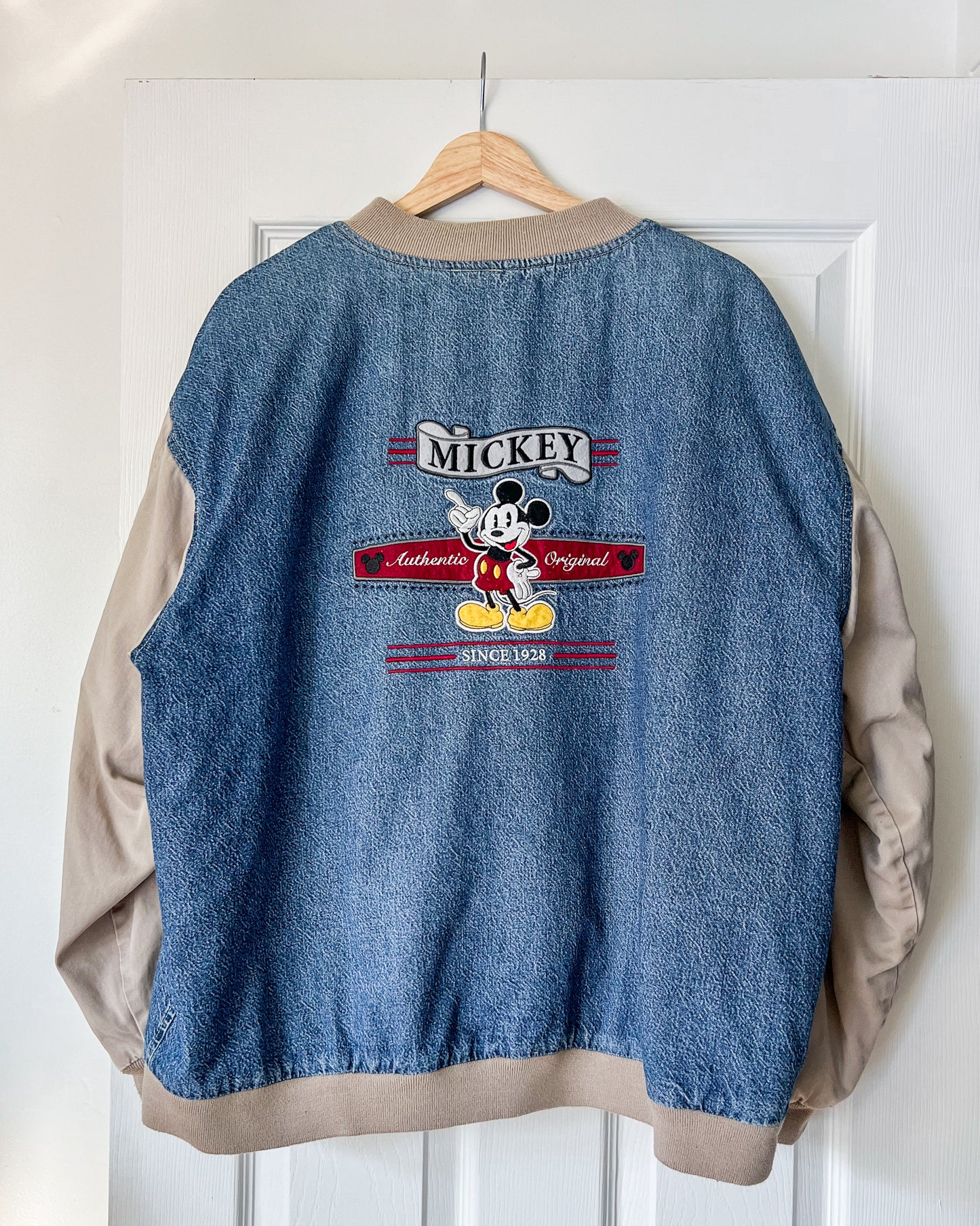 Mickey Denim Varsity Bomber Jacket