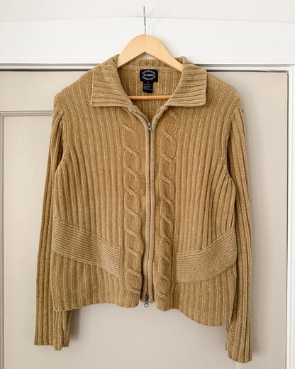 Cableknit Double Zipper Sweater