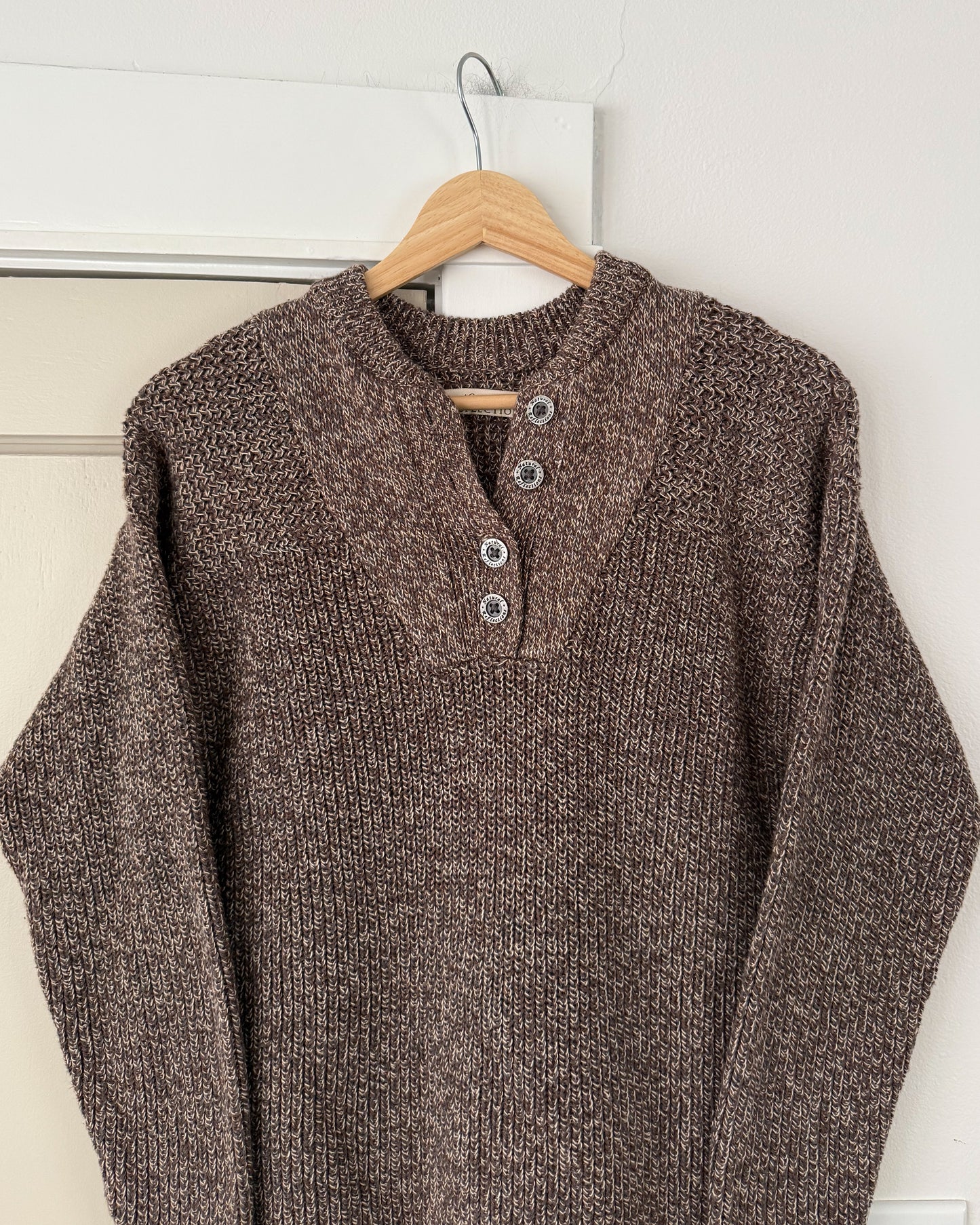 Vintage Knitted Henley Sweater