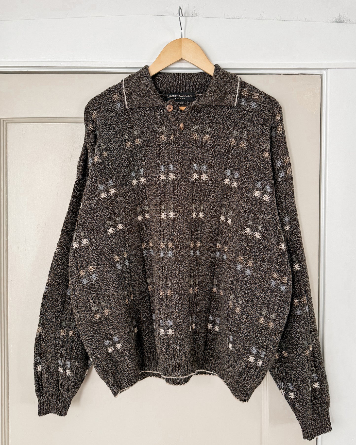 Vintage Knitted Henley Sweater