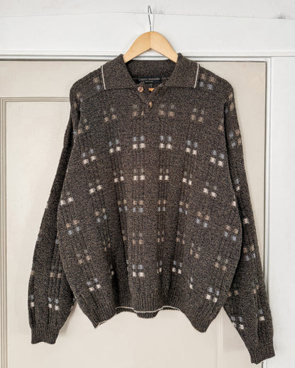 Vintage Knitted Henley Sweater