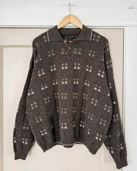 Vintage Knitted Henley Sweater