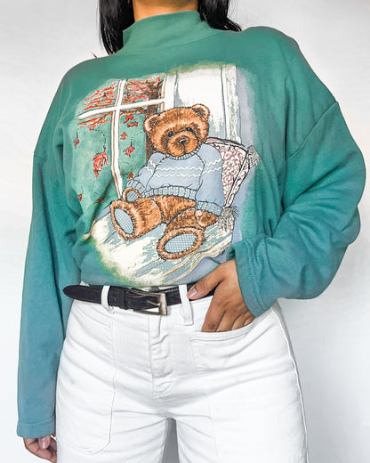 Fall Bear Graphic Mock-Neck Sweatshirt