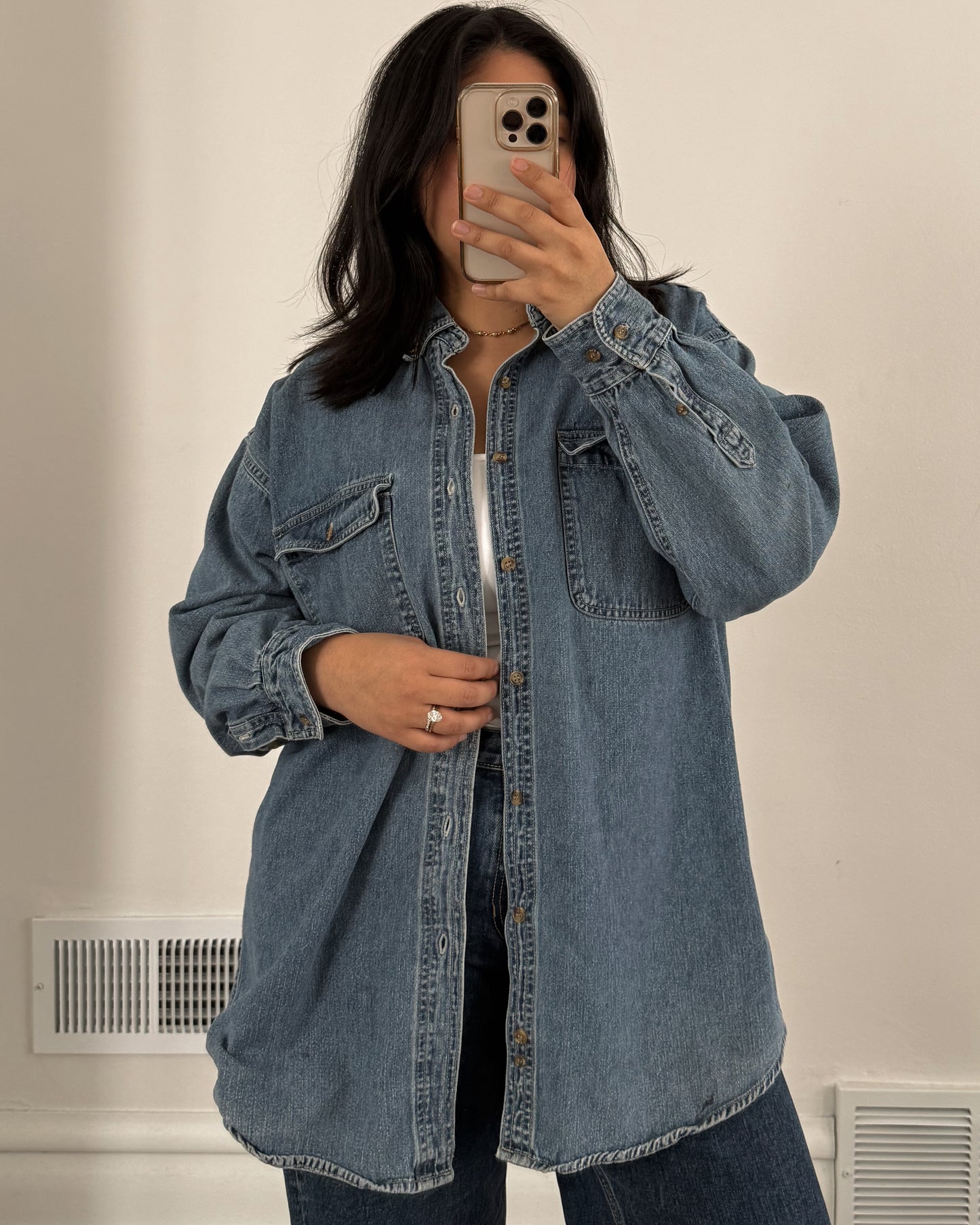 Denim Long Sleeve Button Up Shirt