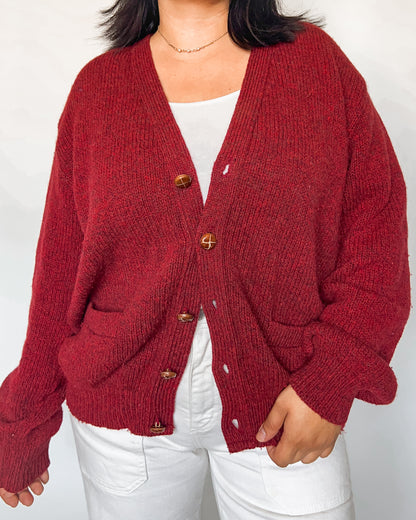 L.L. Bean Red Wool Knitted Cardigan