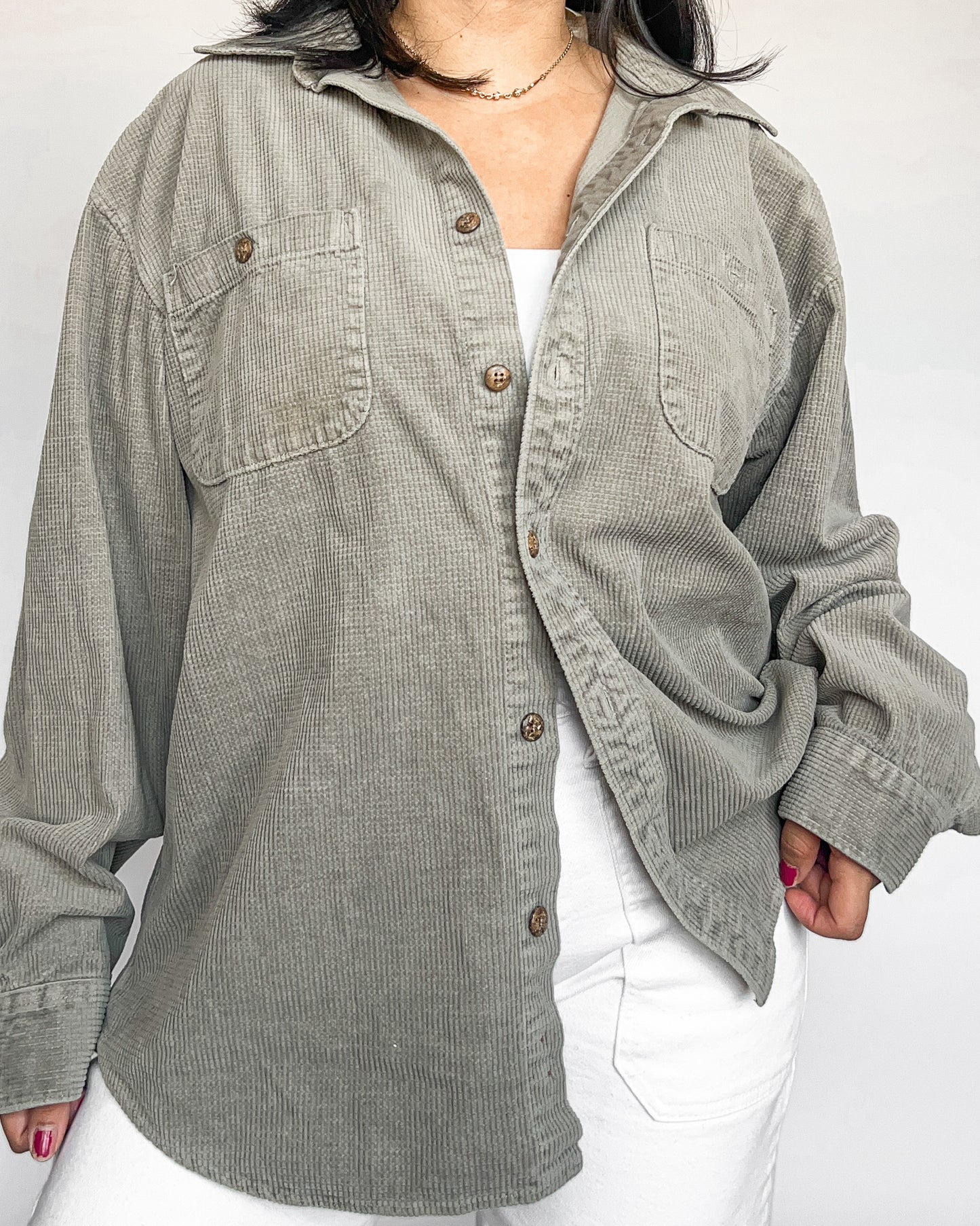 Sage Green Micro Corduroy Shirt