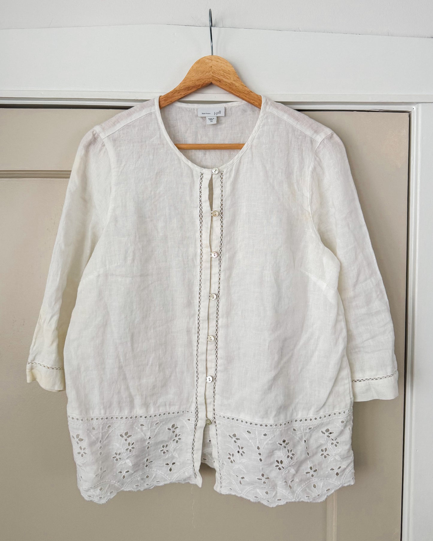 J. Jill Linen Eyelet Top