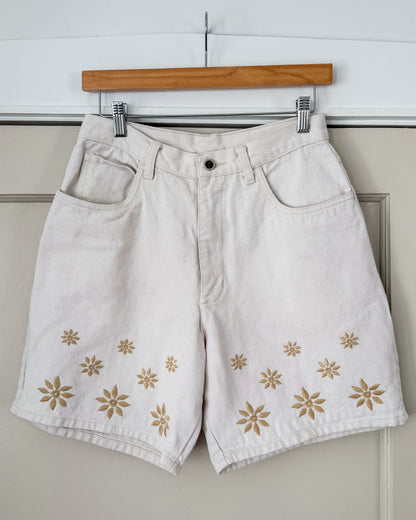 Shorts with Embroidered Flowers