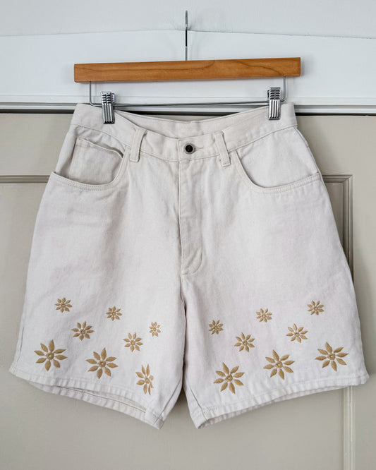 Shorts with Embroidered Flowers