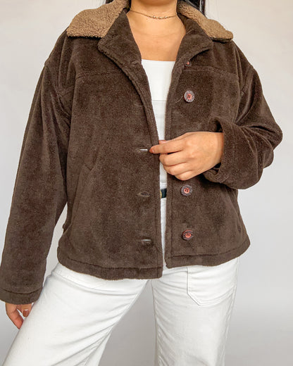 Brown Fleece Collared Jacket