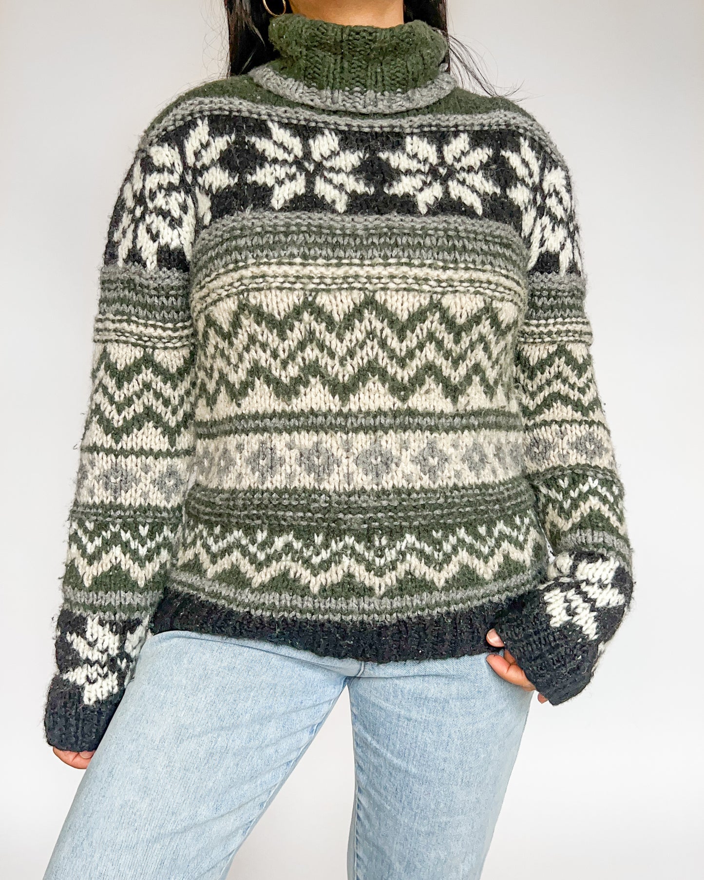 Snowflake Turtleneck Knitted Sweater